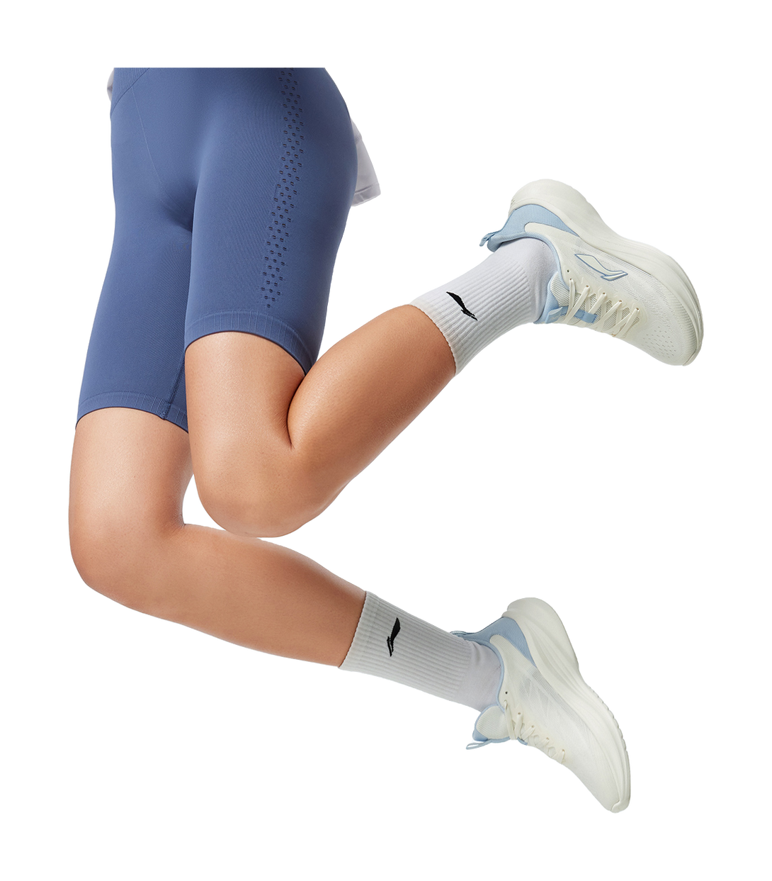 LiNing Light Breeze Low Top Casual Running Shoes Women's White Blue 