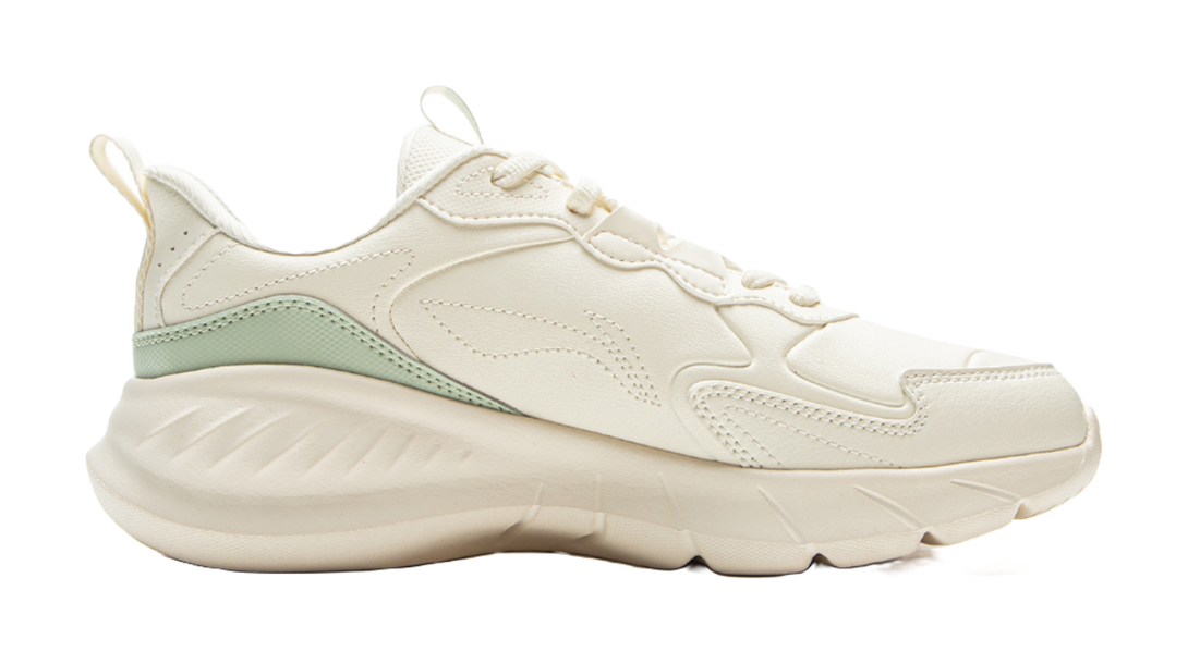 LiNing Light Mist Cushioning Abrasion Resistant Breathable Lightweight Rebound Low top Running Shoes Women's Ecru 
