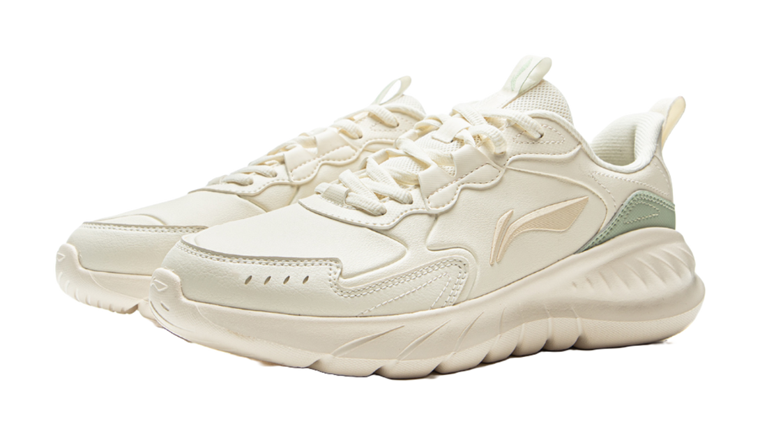 LiNing Light Mist Cushioning Abrasion Resistant Breathable Lightweight Rebound Low top Running Shoes Women's Ecru 