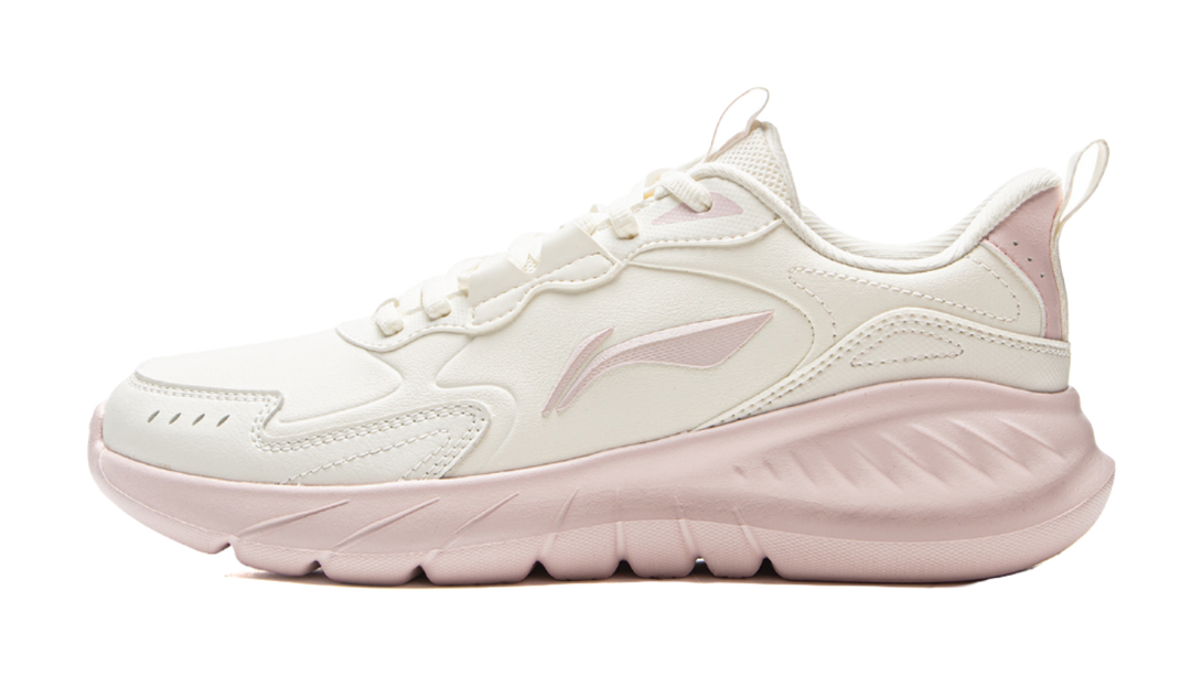LiNing Light Mist Cushioning, Wear Resistant Low Top Casual Running Shoes Women's White Pink 