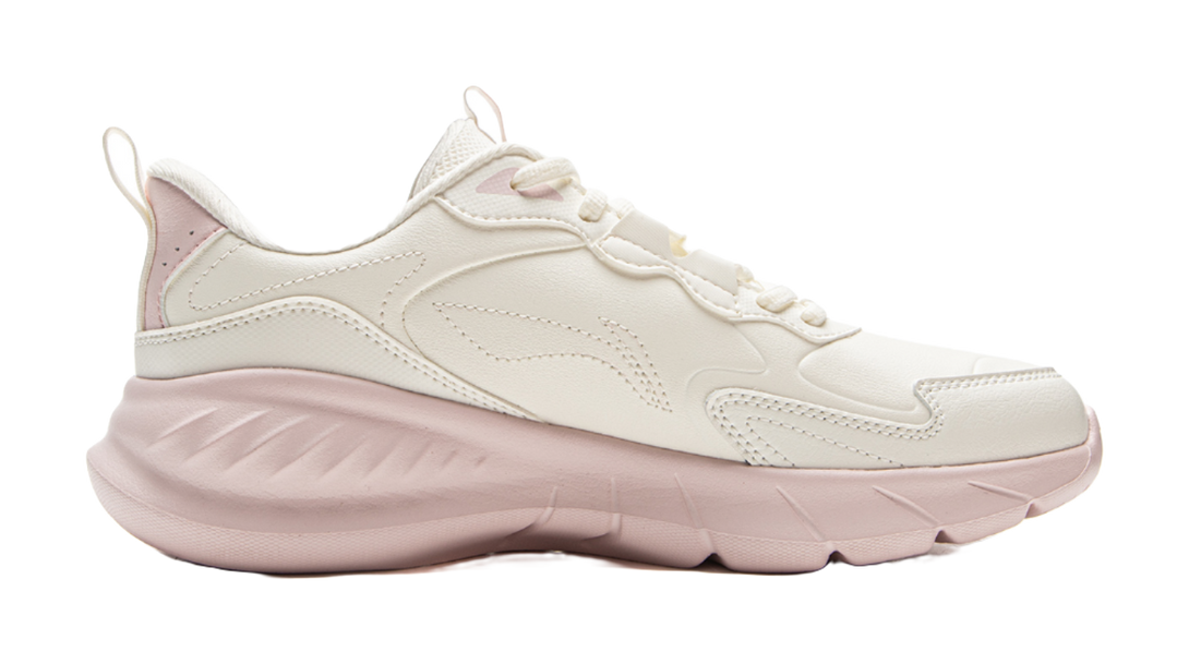 LiNing Light Mist Cushioning, Wear Resistant Low Top Casual Running Shoes Women's White Pink 