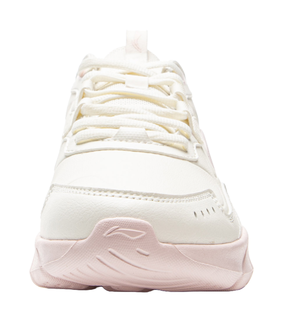 LiNing Light Mist Cushioning, Wear Resistant Low Top Casual Running Shoes Women's White Pink 