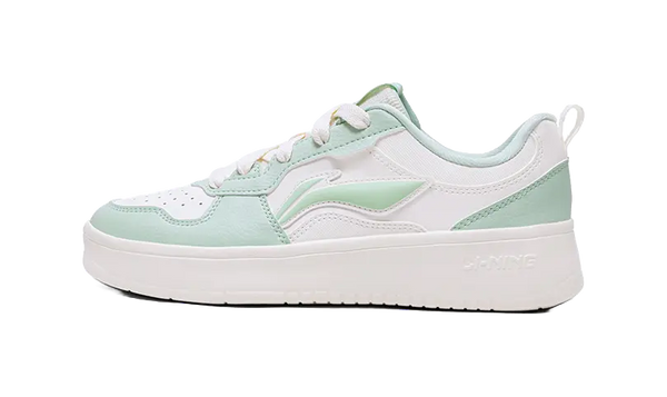 LiNing Lightweight Breathable Slip-Resistant Low-Top Skateboard Shoes Women's Beige White Green 