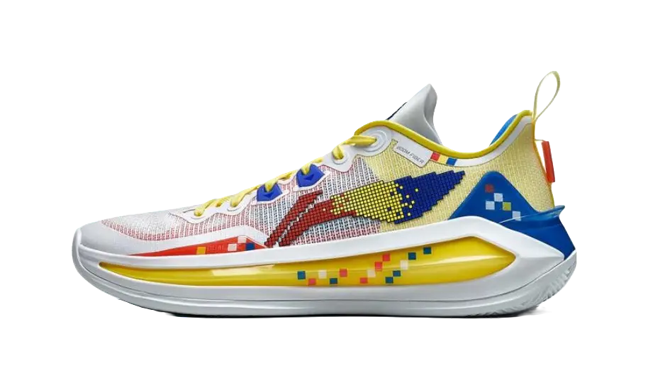 Li-Ning Liren 3 V2 Pixel Low-Top Basketball Shoes - Anti-Slip, Wear-Resistant - Unisex Yellow/Red/Blue