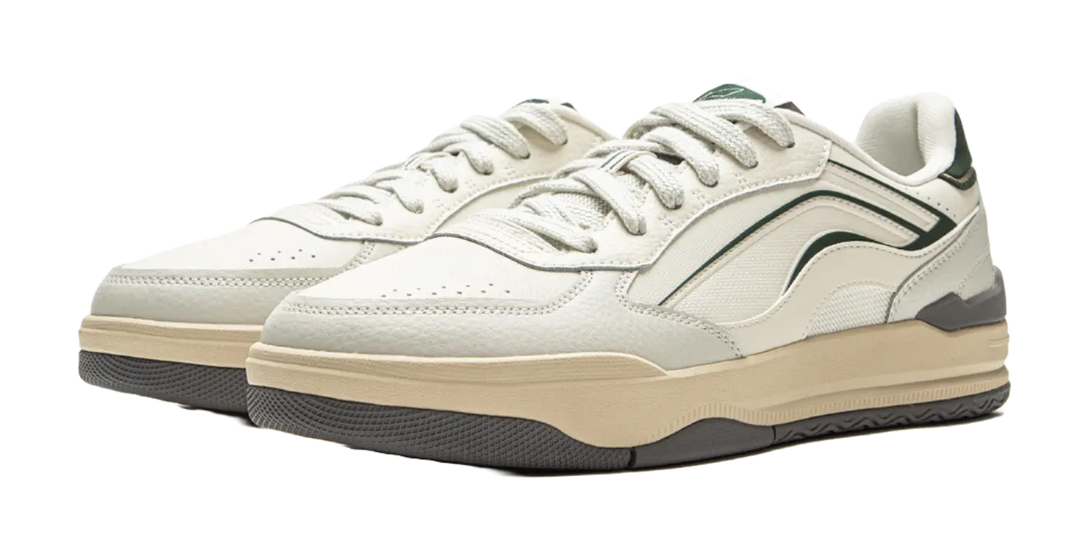 LiNing Moon Glaze Slip Resistant, Abrasion Resistant, Breathable Low Top Skateboard Shoes Men's White Gray 