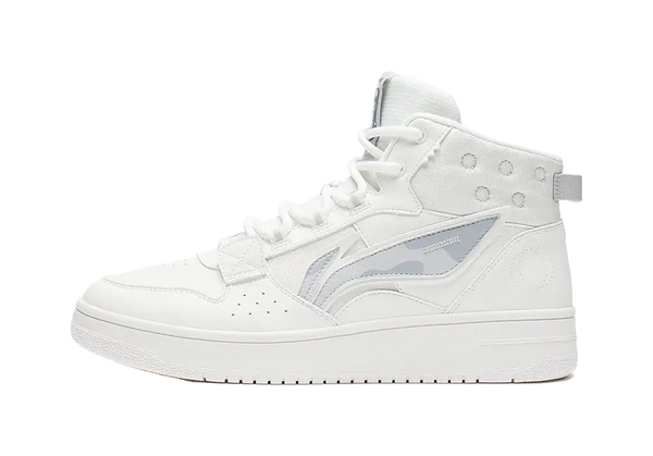 LiNing Mountain Plain Slip Resistant Abrasion Resistant High top Skateboard Shoes Men's Mist White 