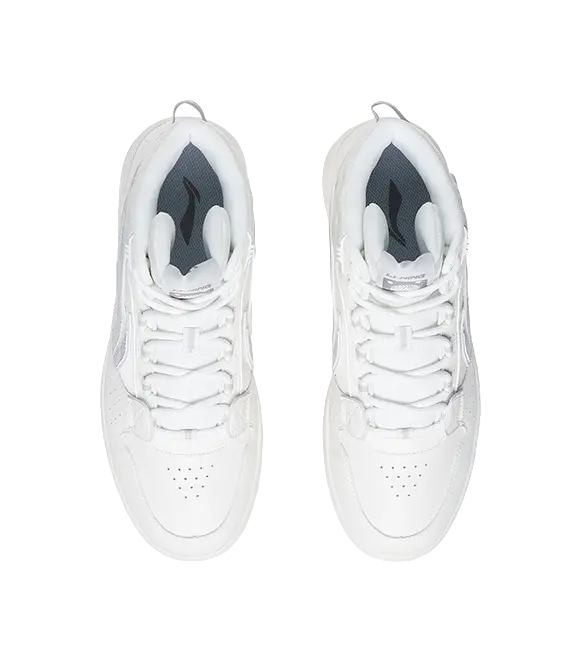 LiNing Mountain Plain Slip Resistant Abrasion Resistant High top Skateboard Shoes Men's Mist White 
