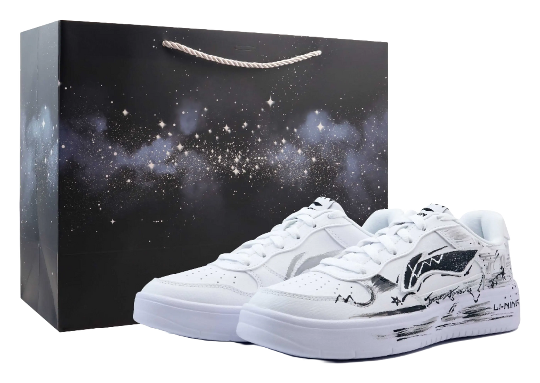 LiNing Pontoon Boats Cushioning Abrasion Resistant Lightweight Low Top Skateboard Shoes Unisex Black White Gray 