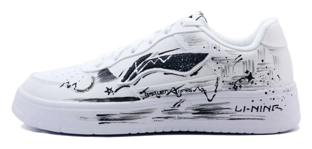 LiNing Pontoon Boats Cushioning Abrasion Resistant Lightweight Low Top Skateboard Shoes Unisex Black White Gray 