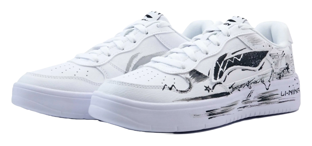 LiNing Pontoon Boats Cushioning Abrasion Resistant Lightweight Low Top Skateboard Shoes Unisex Black White Gray 