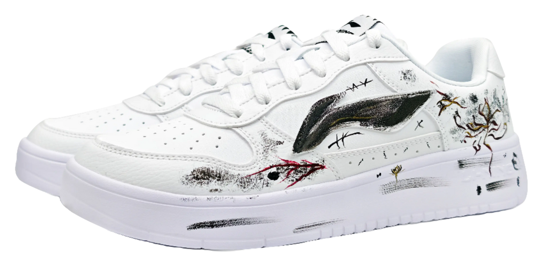 LiNing Pontoon Boats Lightweight Breathable Height Increasing Low top Skateboard Shoes Unisex White 