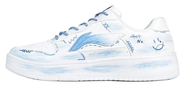 LiNing Pontoon Boats Slip Resistant, Abrasion Resistant, Breathable Low top Skateboard Shoes Men's White Blue 