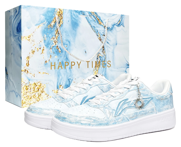 LiNing Pontoon Boats Wear resistant And Lightweight Low top Skateboard Shoes Unisex White Blue 