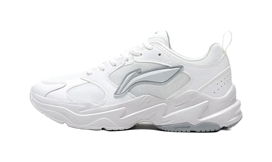 LiNing Pulse Shock Absorbers Slip Resistant Abrasion Resistant Low top Chunky Sneakers Men's Silver White  VJSNEAKER