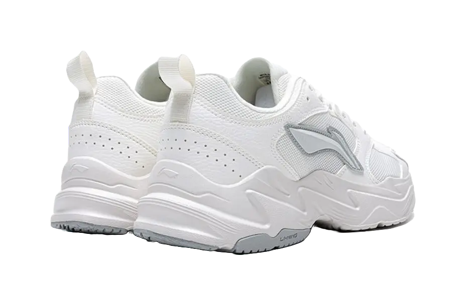 LiNing Pulse Shock Absorbers Slip Resistant Abrasion Resistant Low top Chunky Sneakers Men's Silver White  VJSNEAKER