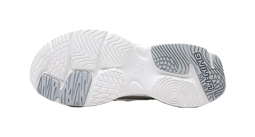 LiNing Pulse Shock Absorbers Slip Resistant Abrasion Resistant Low top Chunky Sneakers Men's Silver White  VJSNEAKER