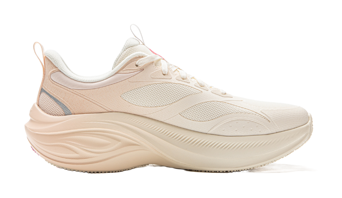 LiNing Ride Waves V2 Cushioning And Breathable Low Top Casual Running Shoes Women's Ecru Pale Orange 