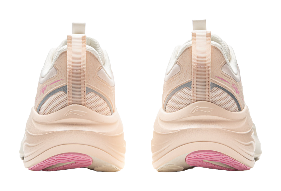 LiNing Ride Waves V2 Cushioning And Breathable Low Top Casual Running Shoes Women's Ecru Pale Orange 