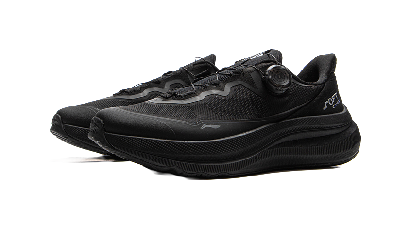 LiNing SOFT GO MAX 2 Slip Resistant, Abrasion Resistant, Breathable Low Top Casual Shoes Unisex Black 