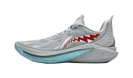 LiNing SONIC 12 Great White Shark Anti-Slip And Wear-Resistant Support Rebound Low-Top Basketball Shoes Mens Gray Red  vjsneaker.com