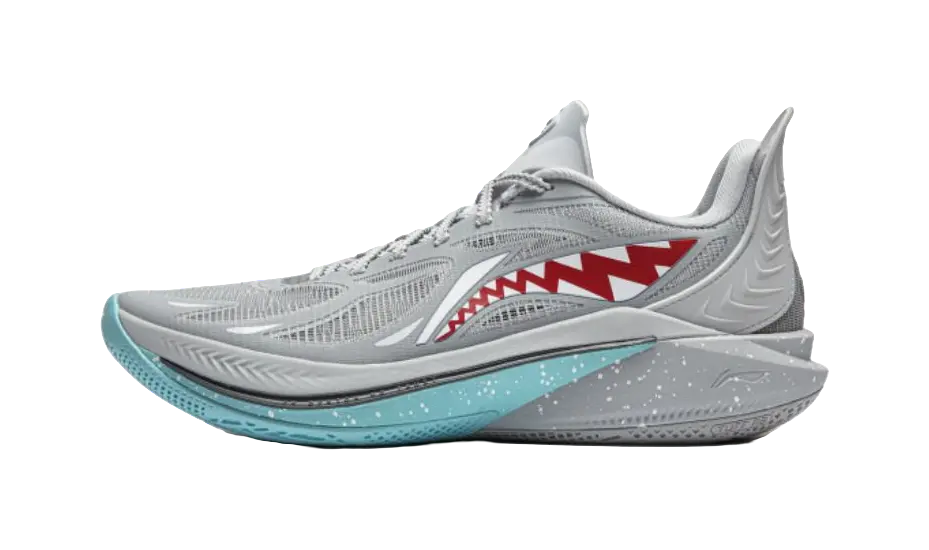 LiNing SONIC 12 Great White Shark Anti-Slip And Wear-Resistant Support Rebound Low-Top Basketball Shoes Mens Gray Red  vjsneaker.com