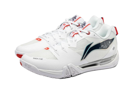 LiNing Saga II SE Slip Resistant Abrasion Resistant Low top Badminton Shoes Unisex White 