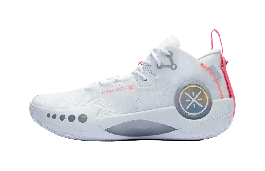 LiNing Shadow 3 Shock Absorbers Slip Resistant Abrasion Resistant Mid top Basketball Shoes Mens Standard White 