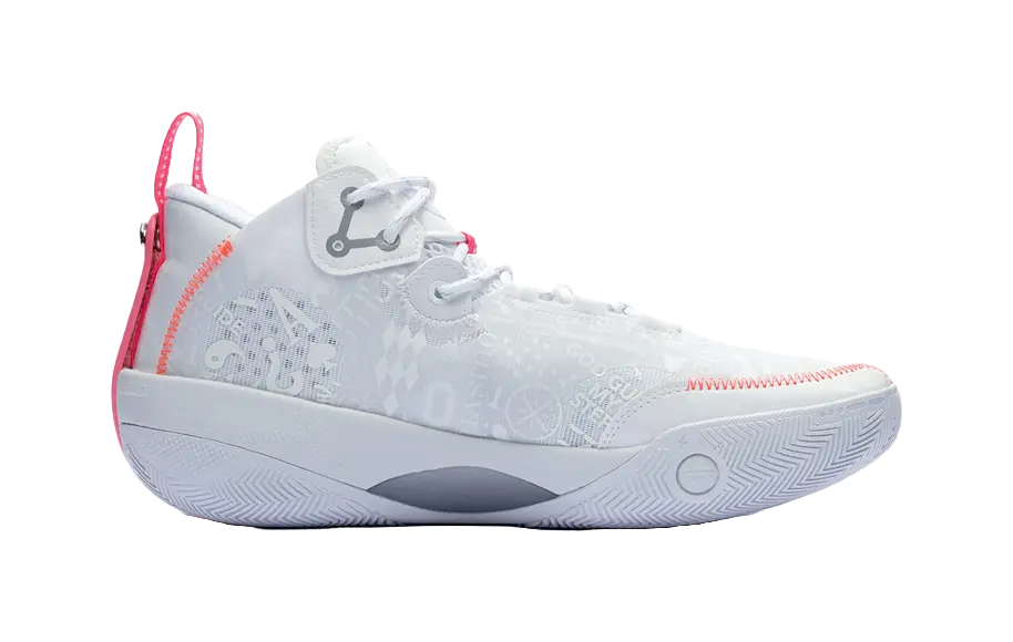 LiNing Shadow 3 Shock Absorbers Slip Resistant Abrasion Resistant Mid top Basketball Shoes Mens Standard White 