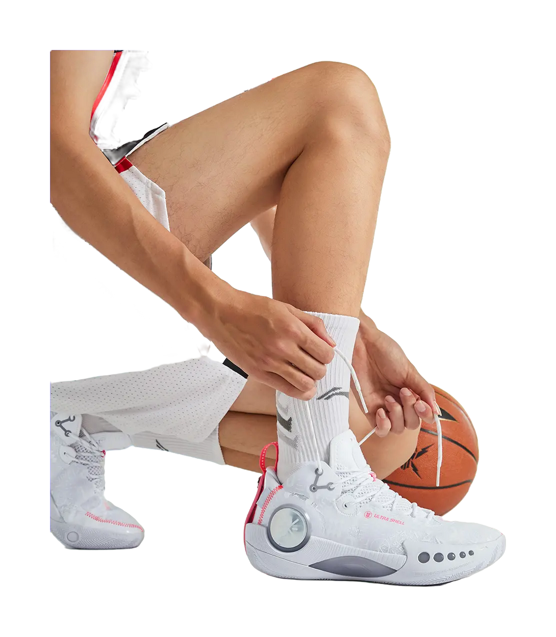 LiNing Shadow 3 Shock Absorbers Slip Resistant Abrasion Resistant Mid top Basketball Shoes Mens Standard White 