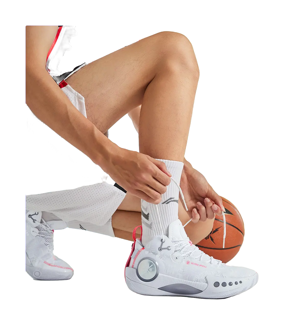 LiNing Shadow 3 Shock Absorbers Slip Resistant Abrasion Resistant Mid top Basketball Shoes Mens Standard White 