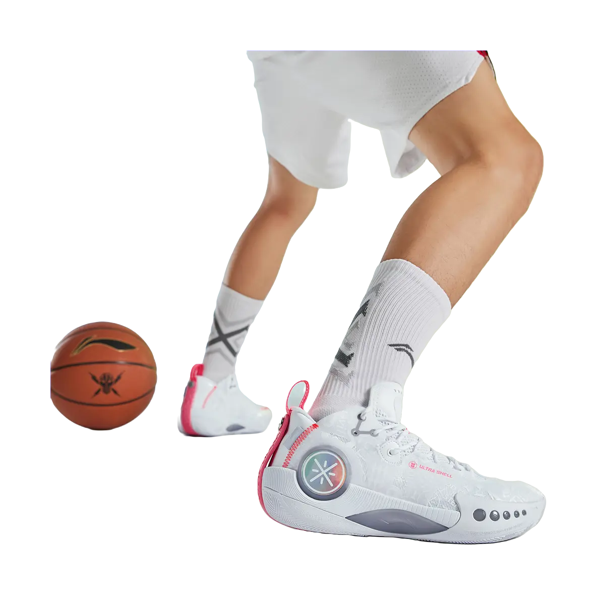 LiNing Shadow 3 Shock Absorbers Slip Resistant Abrasion Resistant Mid top Basketball Shoes Mens Standard White 