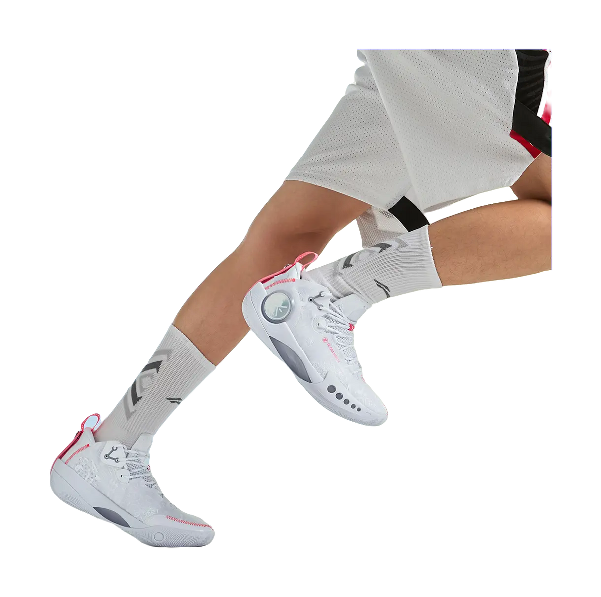 LiNing Shadow 3 Shock Absorbers Slip Resistant Abrasion Resistant Mid top Basketball Shoes Mens Standard White 