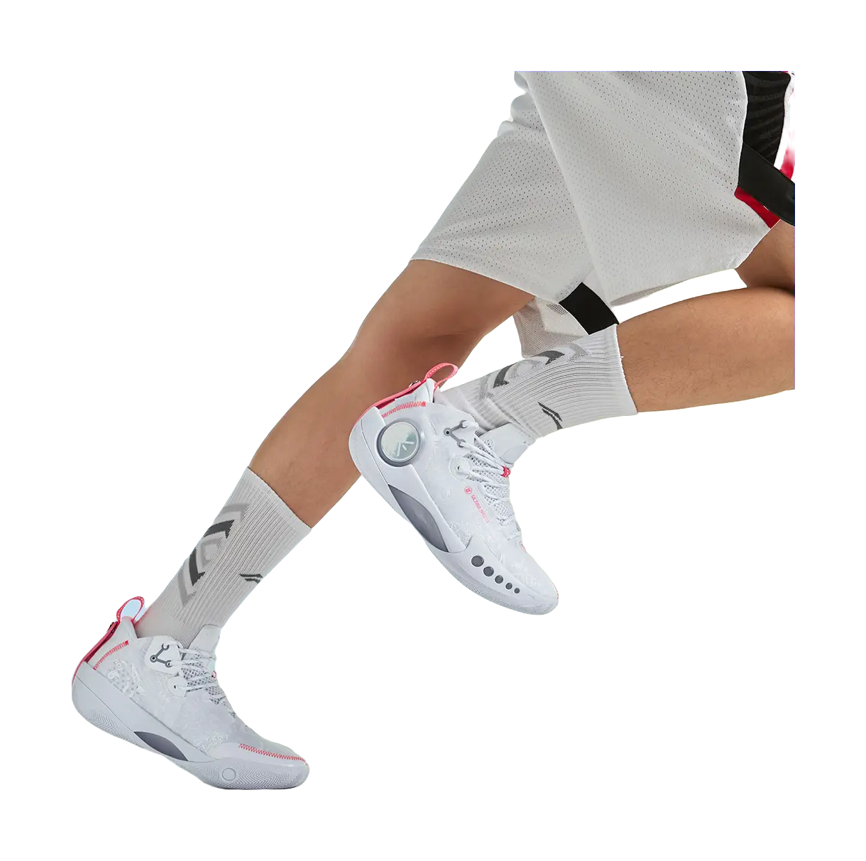 LiNing Shadow 3 Shock Absorbers Slip Resistant Abrasion Resistant Mid top Basketball Shoes Mens Standard White 