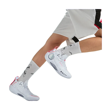 LiNing Shadow 3 Shock Absorbers Slip Resistant Abrasion Resistant Mid top Basketball Shoes Mens Standard White 
