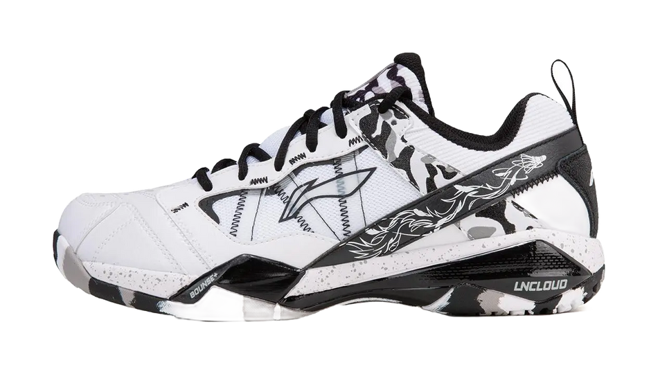 LiNing Shock Absorbers Slip Resistant Abrasion Resistant Low top Badminton Shoes Mens White Black  vjsneaker.com