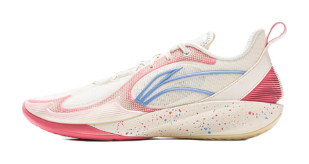 LiNing Shock Absorbing, Non Slip, Wear Resistant, Breathable And Lightweight Low Top Basketball Shoes Mens White Pink 