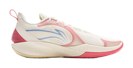 LiNing Shock Absorbing, Non Slip, Wear Resistant, Breathable And Lightweight Low Top Basketball Shoes Mens White Pink 