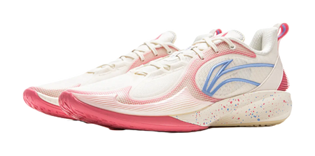 LiNing Shock Absorbing, Non Slip, Wear Resistant, Breathable And Lightweight Low Top Basketball Shoes Mens White Pink 