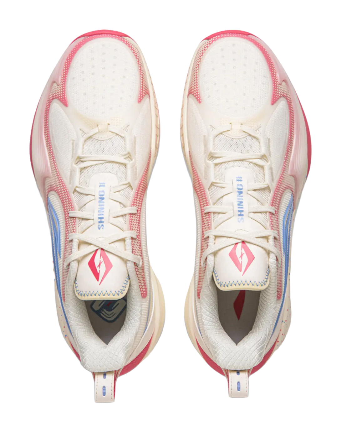 LiNing Shock Absorbing, Non Slip, Wear Resistant, Breathable And Lightweight Low Top Basketball Shoes Mens White Pink 