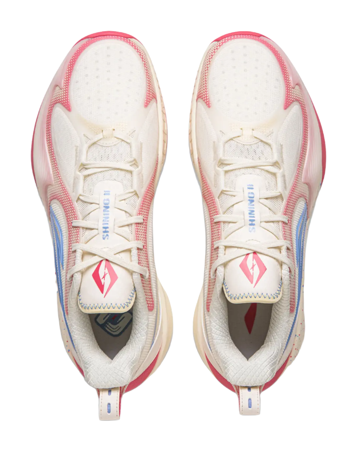 LiNing Shock Absorbing, Non Slip, Wear Resistant, Breathable And Lightweight Low Top Basketball Shoes Mens White Pink 