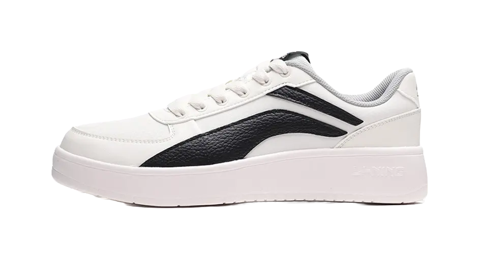LiNing Slip Resistant Abrasion Resistant Low top Skateboard Shoes Unisex White Black 