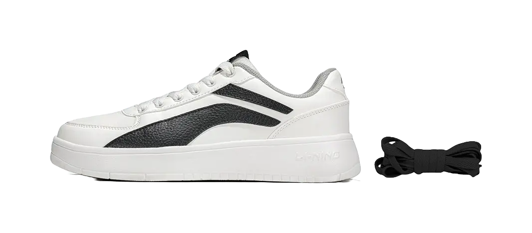 LiNing Slip Resistant Abrasion Resistant Low top Skateboard Shoes Unisex White Black 