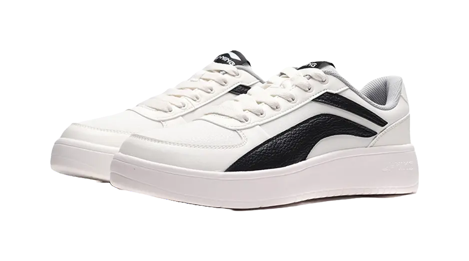 LiNing Slip Resistant Abrasion Resistant Low top Skateboard Shoes Unisex White Black 