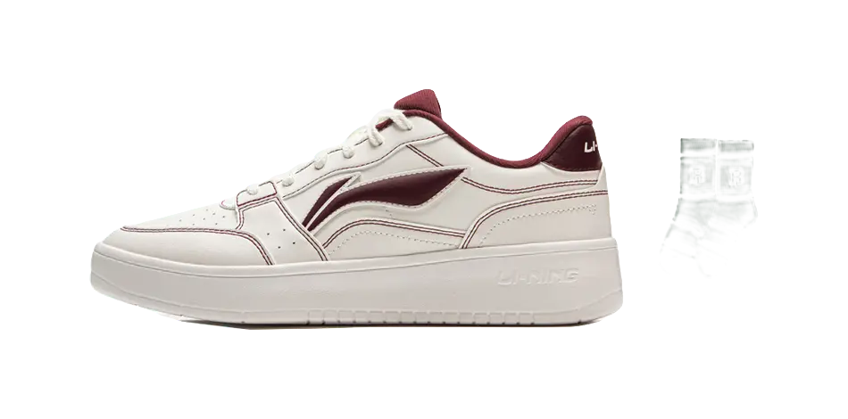 LiNing Slip Resistant Cushioning Abrasion Resistant Breathable Low Top Skateboard Shoes Men's White Red 