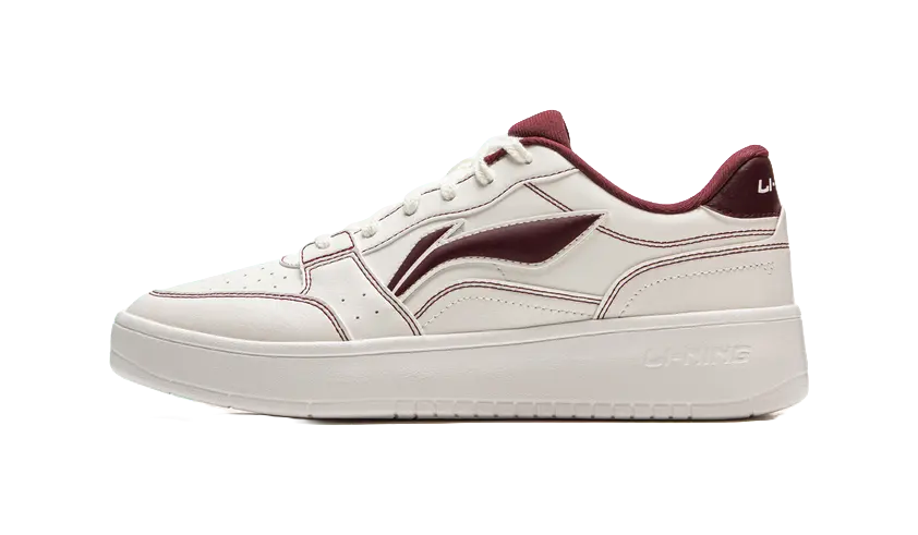 LiNing Slip Resistant Cushioning Abrasion Resistant Breathable Low Top Skateboard Shoes Men's White Red 