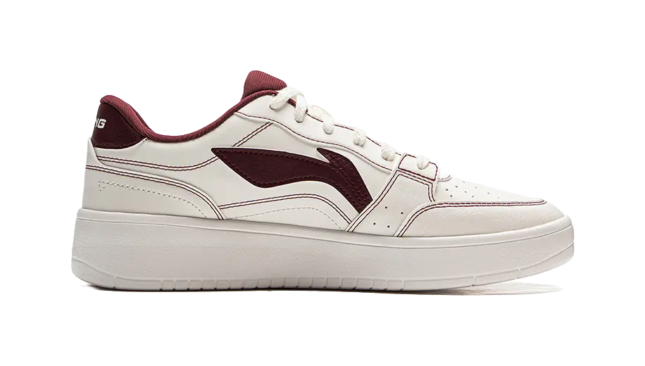 LiNing Slip Resistant Cushioning Abrasion Resistant Breathable Low Top Skateboard Shoes Men's White Red 