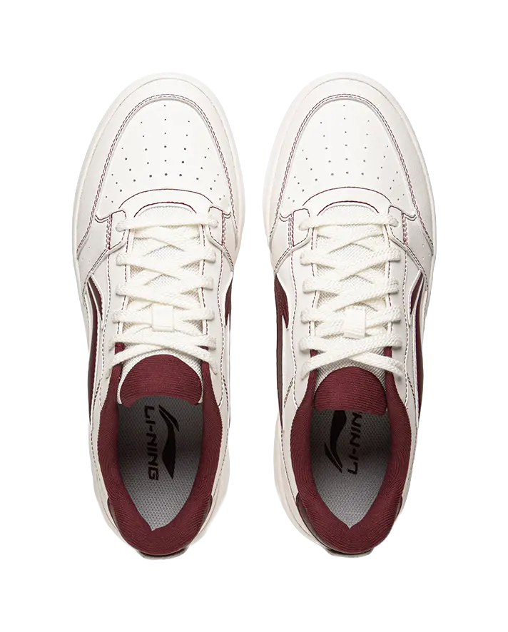 LiNing Slip Resistant Cushioning Abrasion Resistant Breathable Low Top Skateboard Shoes Men's White Red 
