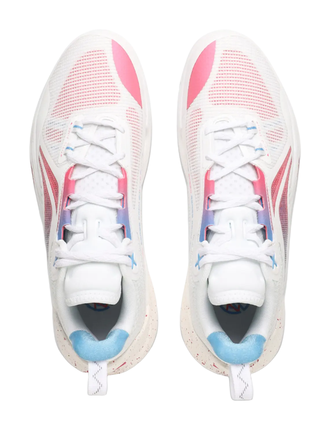 LiNing Speed 10 Cushioning, Wear Resistant Low Top Basketball Shoes Mens White Pink Blue 