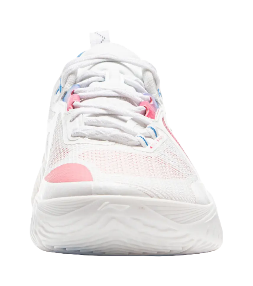 LiNing Speed 10 Cushioning, Wear Resistant Low Top Basketball Shoes Mens White Pink Blue 