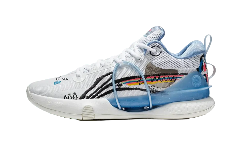 LiNing Speed 8 - Basketball Shoes Mens White Blue 